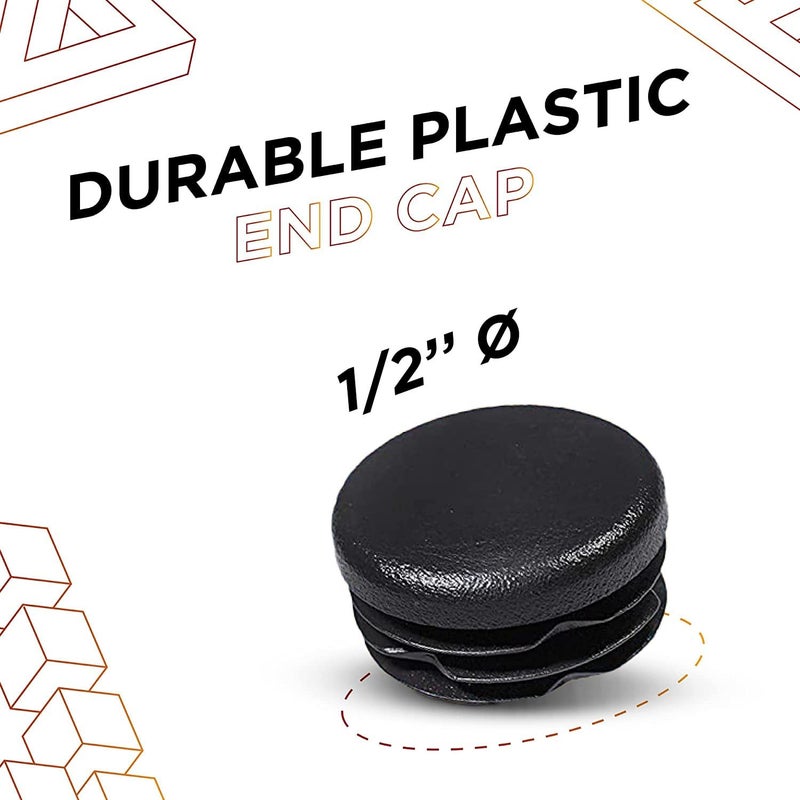 Prescott Plastics 1/2â€ (12.7mm) Outer Diameter Ribbed Plastic Hole Plugs, Round Black Metal Tubing End Caps, Strong Furniture Leg Inserts, Impact & Weather Resistant, Made in The USA - 20 Pack - Image 3